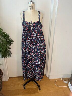 STITCHDROP Navy Floral Cotton Maxi Size Medium